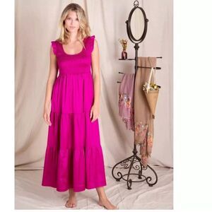 Natural Life Pink Flutter Sleeve Maxi Dress, NWT